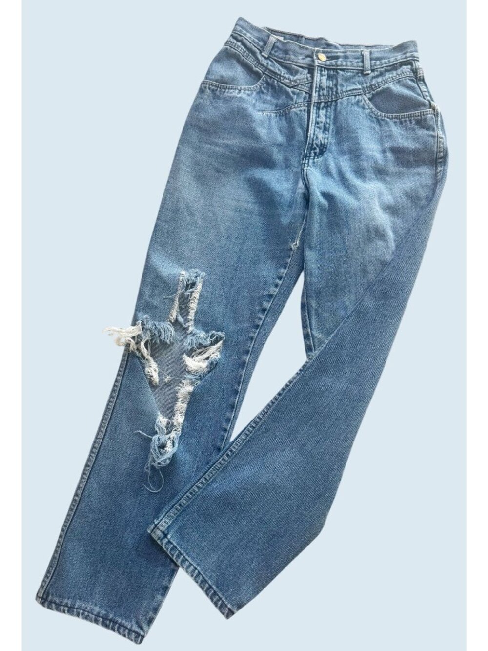 Vintage ROCKY MOUNTAIN Clothing Hi Rise Distressed Jeans 1980s Sz 24